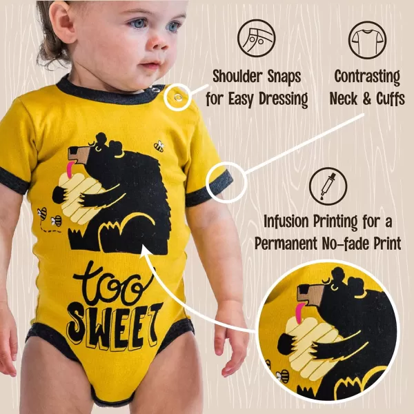 Lazy One Cute Unisex Baby Bodysuit Cute Animal Designs 618 MonthsToo Sweet Infant Onepiece