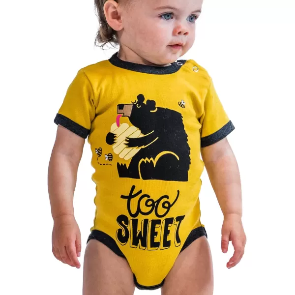 Lazy One Cute Unisex Baby Bodysuit Cute Animal Designs 618 MonthsToo Sweet Infant Onepiece