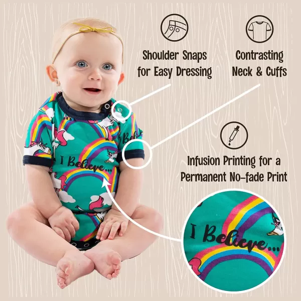 Lazy One Cute Unisex Baby Bodysuit Cute Animal Designs 618 MonthsUnicorn Infant Onepiece