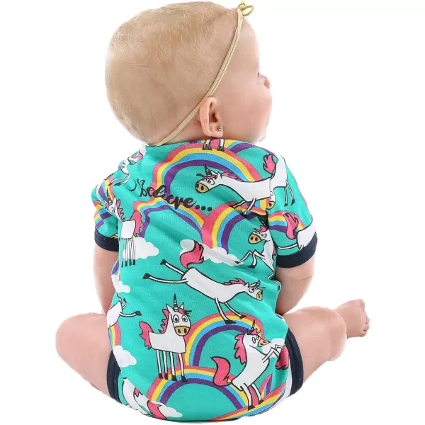 Lazy One Cute Unisex Baby Bodysuit Cute Animal Designs 618 MonthsUnicorn Infant Onepiece