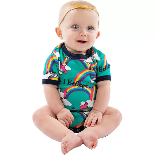 Lazy One Cute Unisex Baby Bodysuit Cute Animal Designs 618 MonthsUnicorn Infant Onepiece
