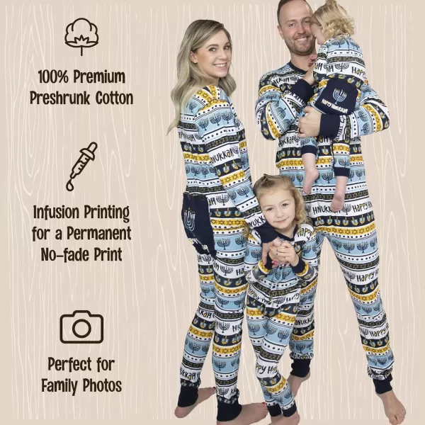 Lazy One Flapjacks Matching Christmas Pajamas for the Dog Baby ampamp Kids Teens and AdultsHappy Hanukkah Flapjack Onesie