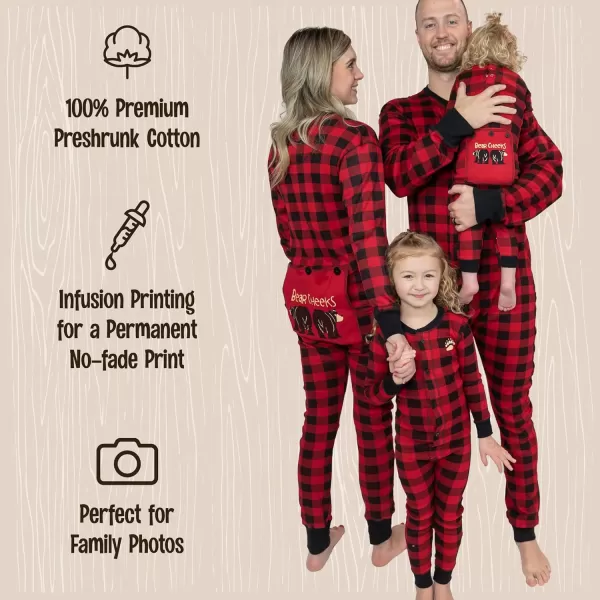 Lazy One Flapjacks Matching Pajamas for The Dog Baby Kids Teens and AdultsPlaid Bear Cheeks Flapjack Onsie