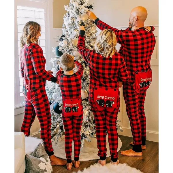 Lazy One Flapjacks Matching Pajamas for The Dog Baby Kids Teens and AdultsPlaid Bear Cheeks Flapjack Onsie