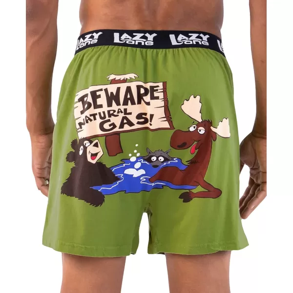 Lazy One Funny Animal Boxers Humorous Underwear Novelty Boxer Shorts Gag Gifts for MenBeware of Natural Gas Boxers