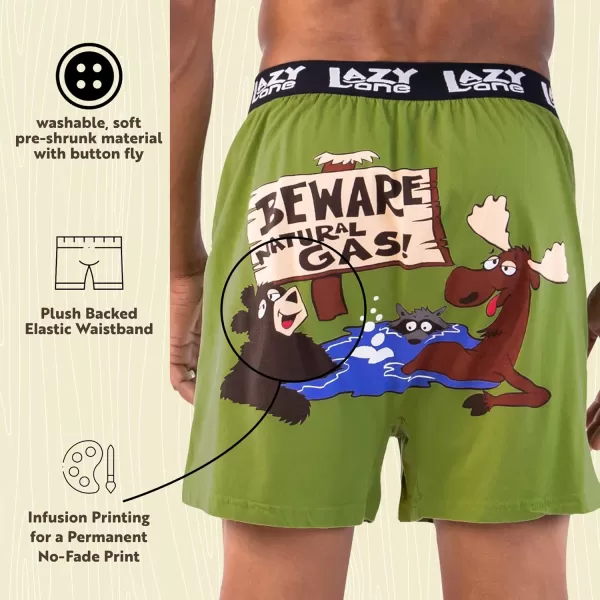 Lazy One Funny Animal Boxers Humorous Underwear Novelty Boxer Shorts Gag Gifts for MenBeware of Natural Gas Boxers
