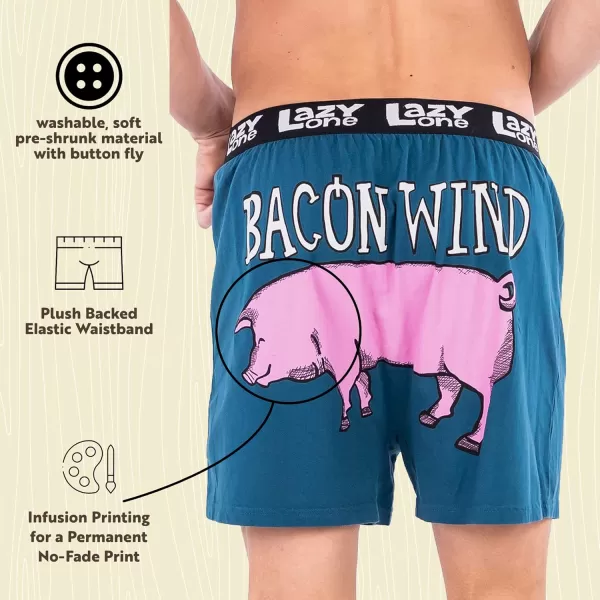 Lazy One Funny Animal Boxers Humorous Underwear Novelty Boxer Shorts Gag Gifts for MenBlue Bed Hog Boxers