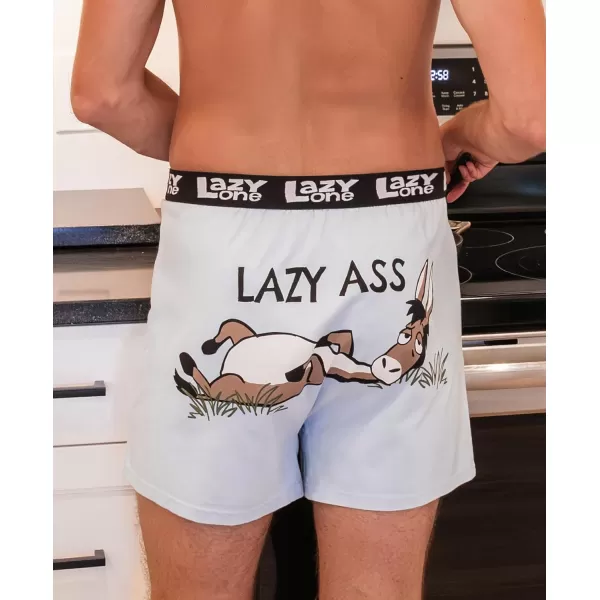 Lazy One Funny Animal Boxers Humorous Underwear Novelty Boxer Shorts Gag Gifts for MenBlue Lazy Ass