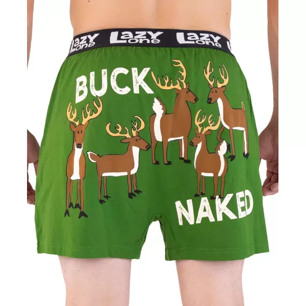 Lazy One Funny Animal Boxers Humorous Underwear Novelty Boxer Shorts Gag Gifts for MenBuck Naked Green Boxers