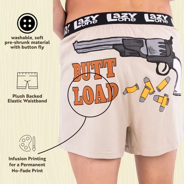 Lazy One Funny Animal Boxers Humorous Underwear Novelty Boxer Shorts Gag Gifts for MenButt Load Tan Boxers