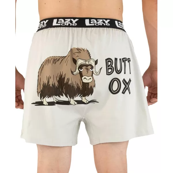 Lazy One Funny Animal Boxers Humorous Underwear Novelty Boxer Shorts Gag Gifts for MenButt Ox Grey Boxers