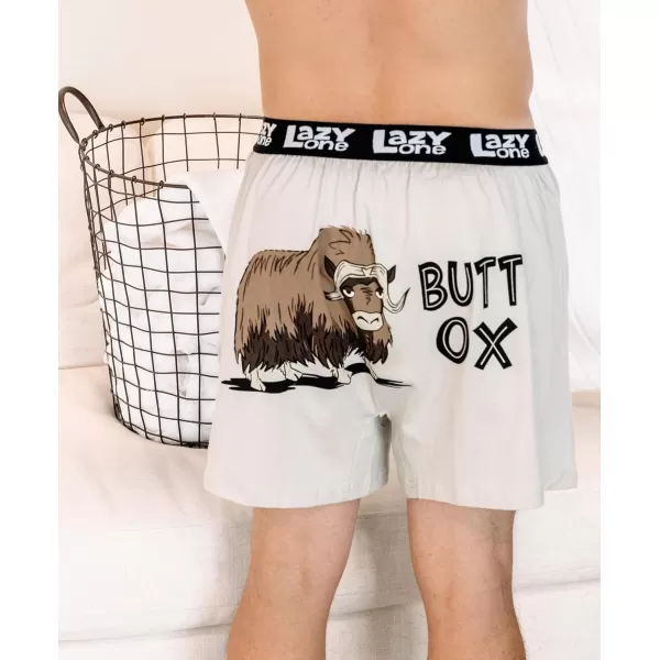 Lazy One Funny Animal Boxers Humorous Underwear Novelty Boxer Shorts Gag Gifts for MenButt Ox Grey Boxers