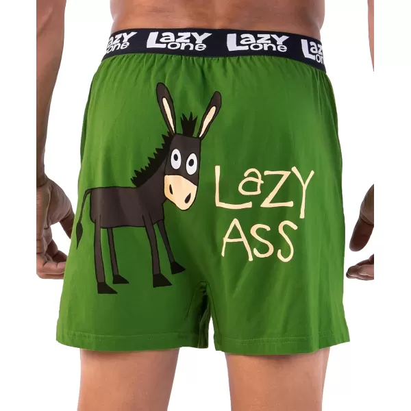 Lazy One Funny Animal Boxers Humorous Underwear Novelty Boxer Shorts Gag Gifts for MenGreen Lazy Ass Boxers