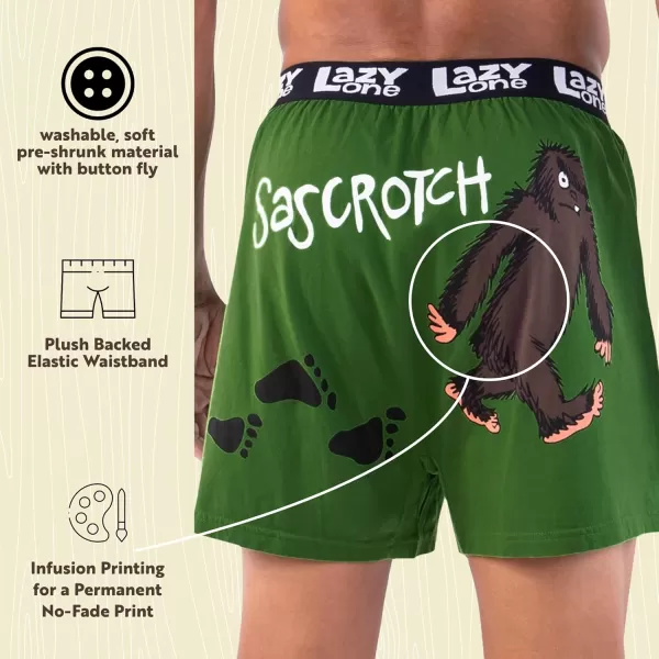 Lazy One Funny Animal Boxers Humorous Underwear Novelty Boxer Shorts Gag Gifts for MenI Believe Bigfoot Boxers