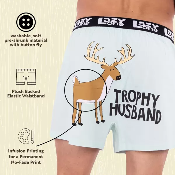 Lazy One Funny Animal Boxers Humorous Underwear Novelty Boxer Shorts Gag Gifts for MenLight Cyan Trophy Husband Boxers