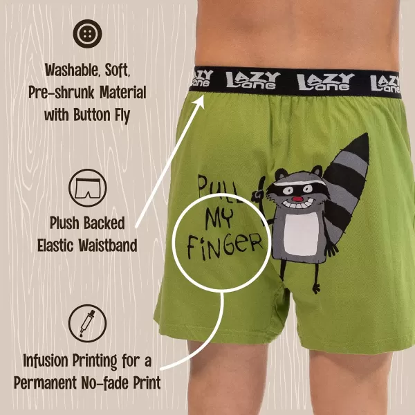 Lazy One Funny Animal Boxers Humorous Underwear Novelty Boxer Shorts Gag Gifts for MenLight Green Pull My Finger Boxers