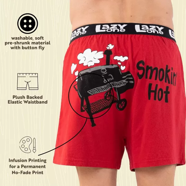 Lazy One Funny Animal Boxers Humorous Underwear Novelty Boxer Shorts Gag Gifts for MenRed Smokin Hot Boxers
