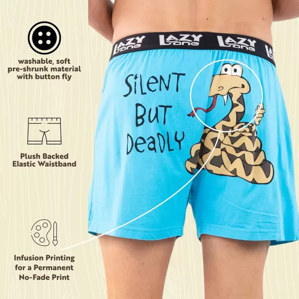 Lazy One Funny Animal Boxers Humorous Underwear Novelty Boxer Shorts Gag Gifts for MenSilent But Deadly Snake Boxers