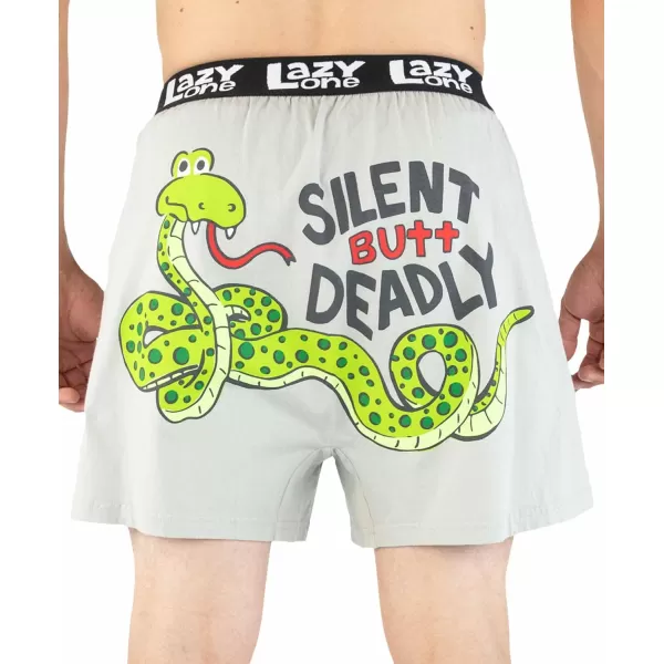 Lazy One Funny Animal Boxers Humorous Underwear Novelty Boxer Shorts Gag Gifts for MenSilent Butt Deadly Snake Grey Boxer