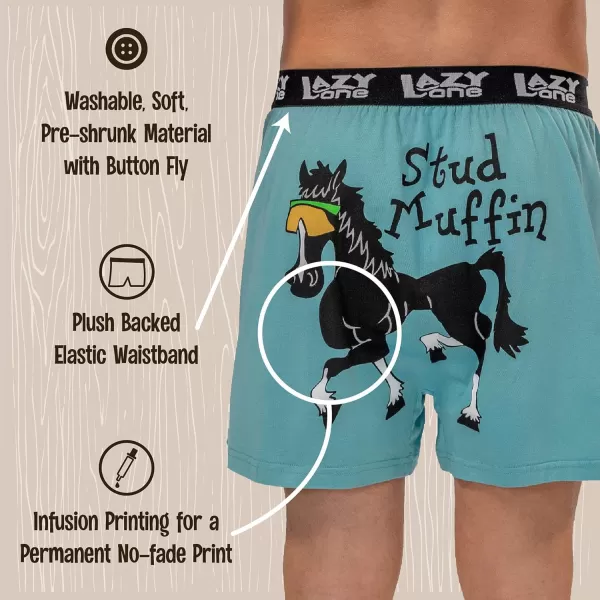 Lazy One Funny Animal Boxers Humorous Underwear Novelty Boxer Shorts Gag Gifts for MenStud Muffin Boxers