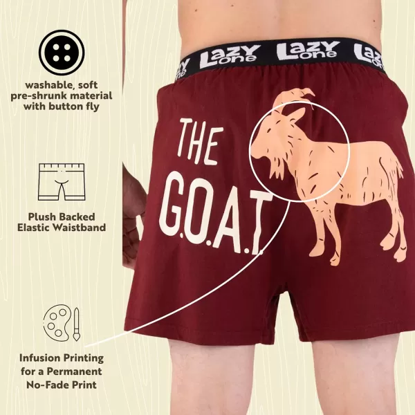 Lazy One Funny Animal Boxers Humorous Underwear Novelty Boxer Shorts Gag Gifts for MenThe Goat Boxers