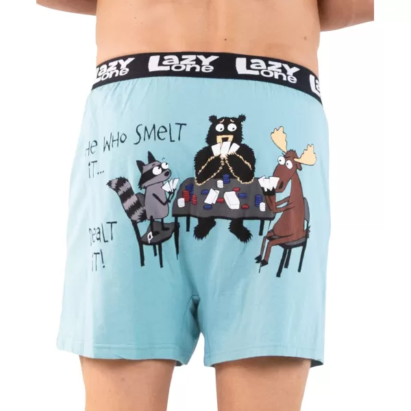 Lazy One Funny Animal Boxers Humorous Underwear Novelty Boxer Shorts Gag Gifts for MenWho Smelt It Dealt It Boxers