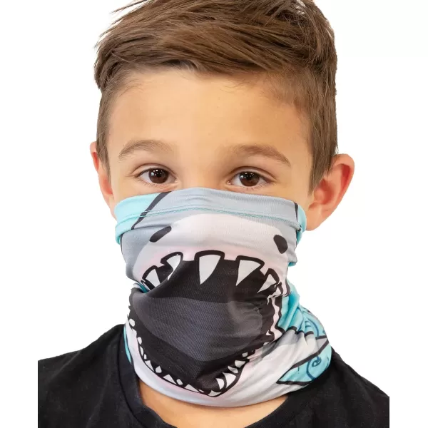 Lazy One Kids Neck Gaiter Face Mask Multifunctional Scarf Headband or BandanaShark Neck Gaiter