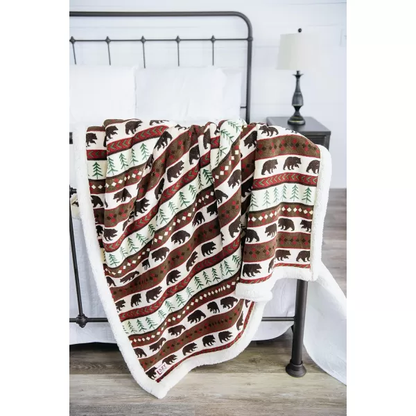 Lazy One Soft Polyester Sherpa Throw Blanket Plaid and Animal Designs One Size Cabin MooseBear Fair Isle Fuzzy Blanket