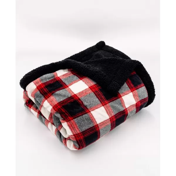 Lazy One Soft Polyester Sherpa Throw Blanket Plaid and Animal Designs One Size Cabin MooseBlack Plaid Fuzzy Blanket