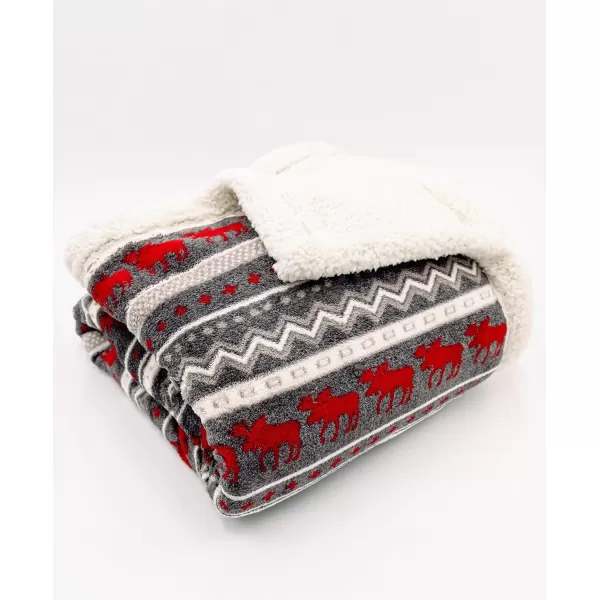 Lazy One Soft Polyester Sherpa Throw Blanket Plaid and Animal Designs One Size Cabin MooseCabin Moose Fuzzy Blanket