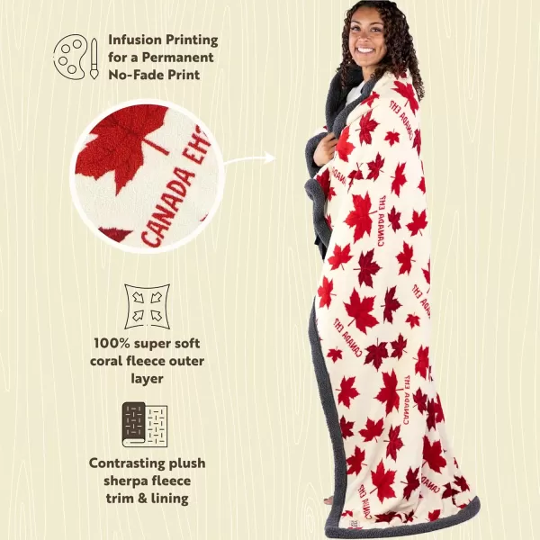 Lazy One Soft Polyester Sherpa Throw Blanket Plaid and Animal Designs One Size Cabin MooseCanada Eh Fuzzy Blanket