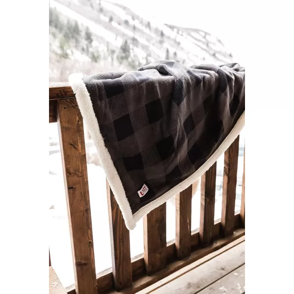 Lazy One Soft Polyester Sherpa Throw Blanket Plaid and Animal Designs One Size Cabin MooseGrey Buffalo Check Fuzzy Blanket
