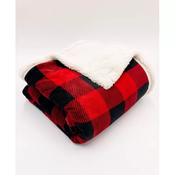 Lazy One Soft Polyester Sherpa Throw Blanket Plaid and Animal Designs One Size Cabin MooseMoose Plaid Fuzzy Blanket