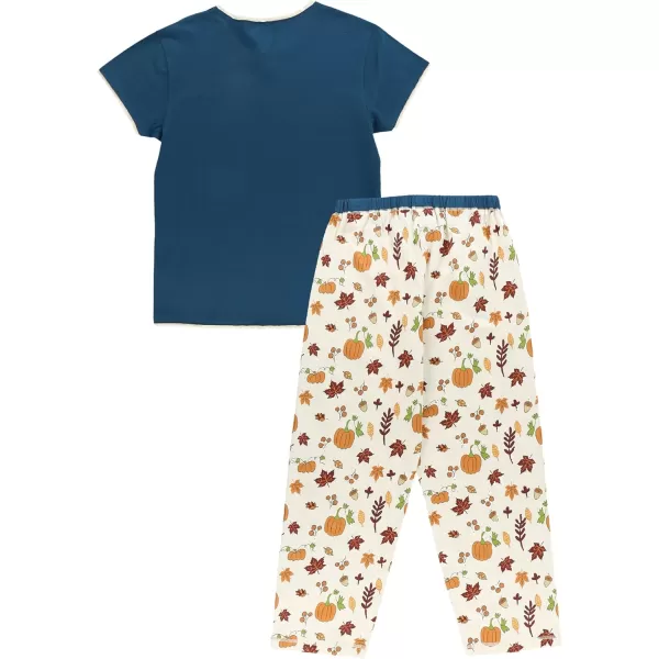 Lazy One Womens Pajama Set Short Sleeves with Cute Prints Relaxed FitAutumn Leaves Pajama Set