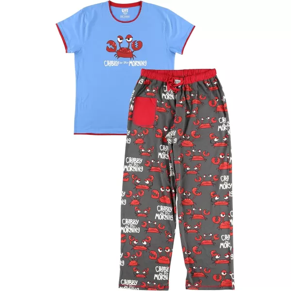 Lazy One Womens Pajama Set Short Sleeves with Cute Prints Relaxed FitCrabby in the Morning Pajama Set