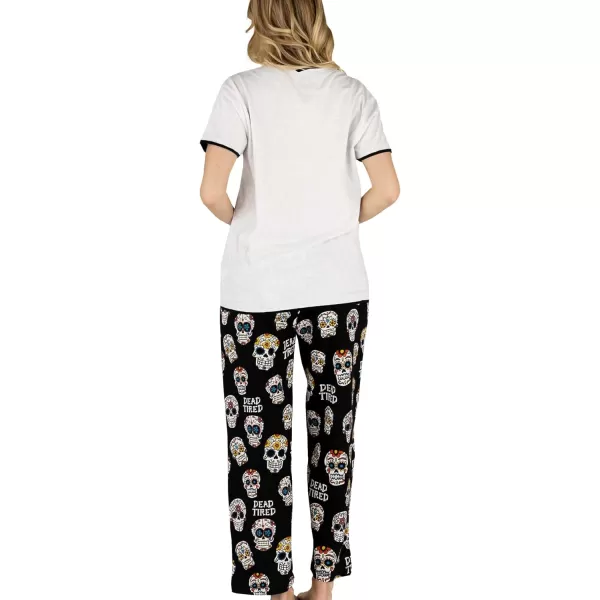 Lazy One Womens Pajama Set Short Sleeves with Cute Prints Relaxed FitDead Tired Womens Pj Set