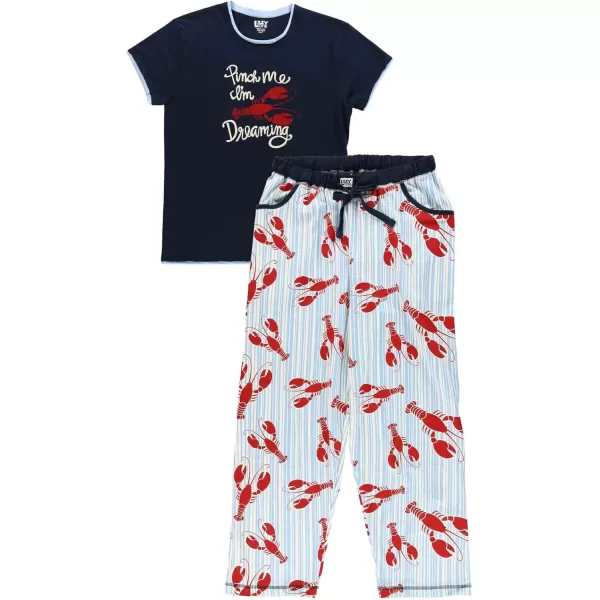 Lazy One Womens Pajama Set Short Sleeves with Cute Prints Relaxed FitLoster Stripe Pajama Set