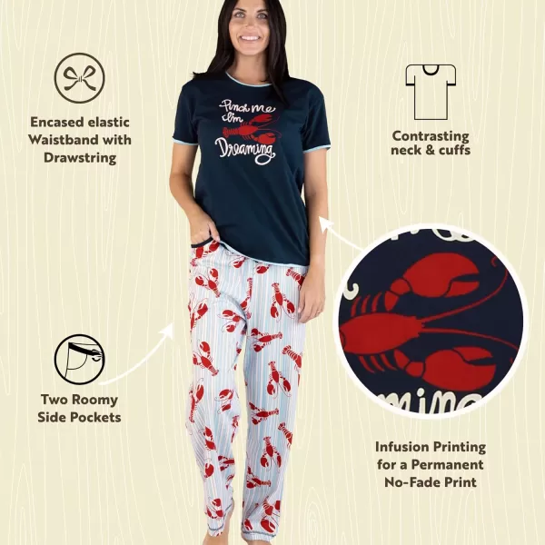Lazy One Womens Pajama Set Short Sleeves with Cute Prints Relaxed FitLoster Stripe Pajama Set