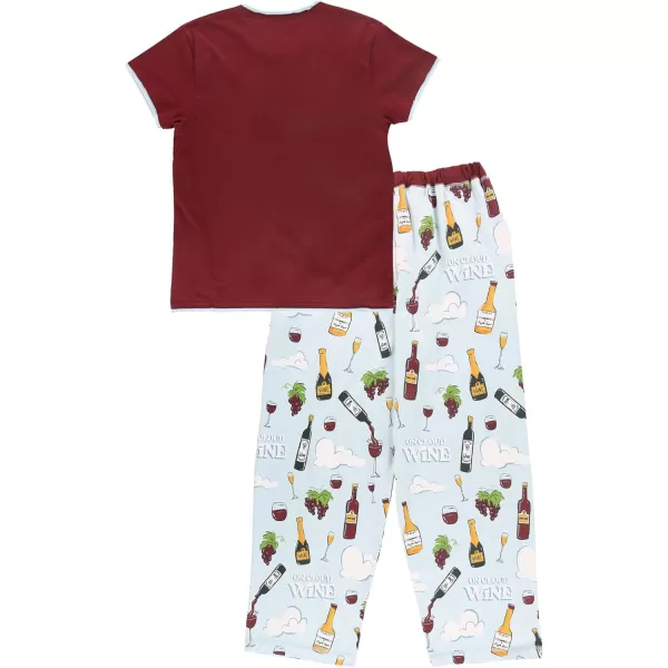 Lazy One Womens Pajama Set Short Sleeves with Cute Prints Relaxed FitOn Cloud Wine Pajama Set