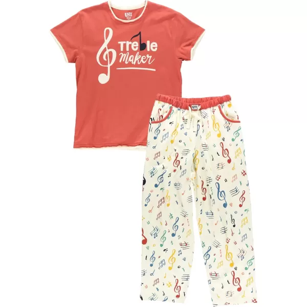 Lazy One Womens Pajama Set Short Sleeves with Cute Prints Relaxed FitTreble Maker Pajama Set