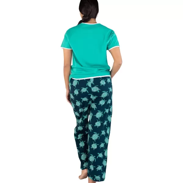 Lazy One Womens Pajama Set Short Sleeves with Cute Prints Relaxed FitTurtley Awesome Pajama Set