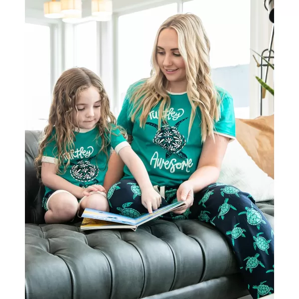 Lazy One Womens Pajama Set Short Sleeves with Cute Prints Relaxed FitTurtley Awesome Pajama Set