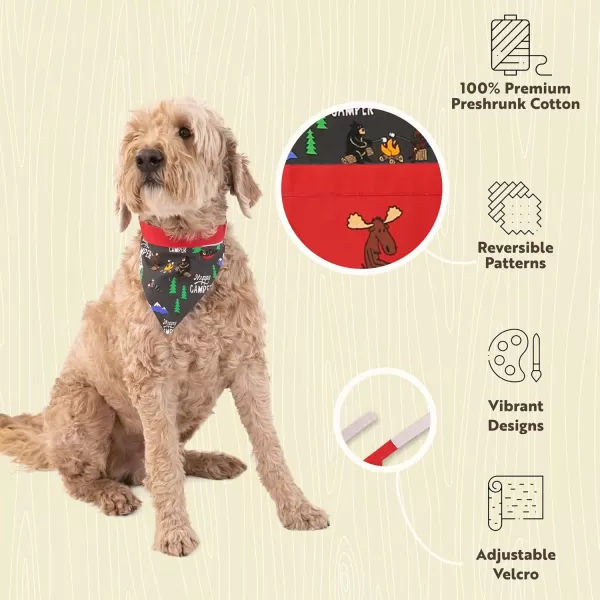 LazyOne Dog Bandana Reversible Cotton Bandanas for All Dog Sizes Fur Baby SmallHappy Camper Dog Bandana