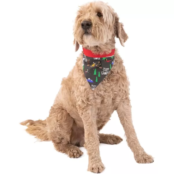 LazyOne Dog Bandana Reversible Cotton Bandanas for All Dog Sizes Fur Baby SmallHappy Camper Dog Bandana