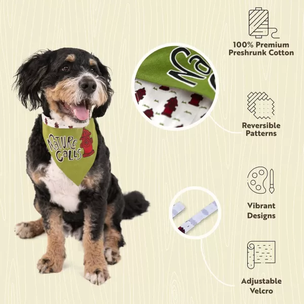 LazyOne Dog Bandana Reversible Cotton Bandanas for All Dog Sizes Fur Baby SmallNature Calls Dog Bandana