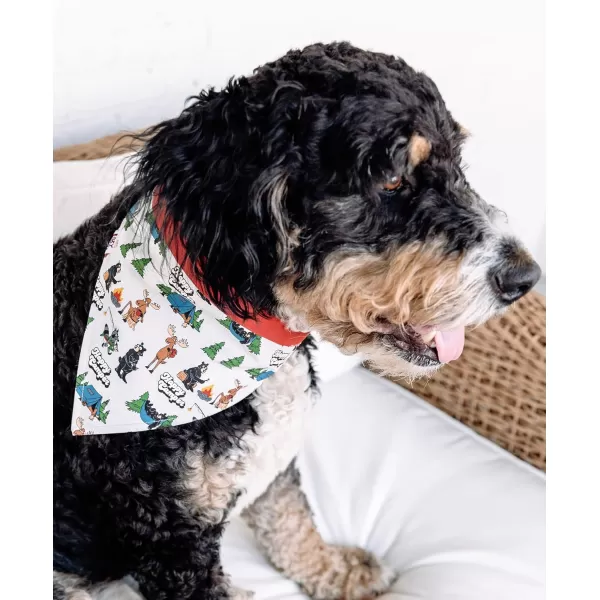 LazyOne Dog Bandana Reversible Cotton Bandanas for All Dog Sizes Fur Baby SmallRed Happy Camper Dog Bandana