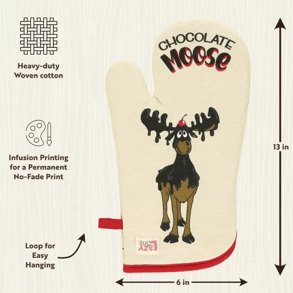 LazyOne Funny Bear Oven Mitt and Pot Holder Set Cute Kitchen Accessories for Home Set of 1 Matching Oven Glove and 1 Hot PadChocolate Moose