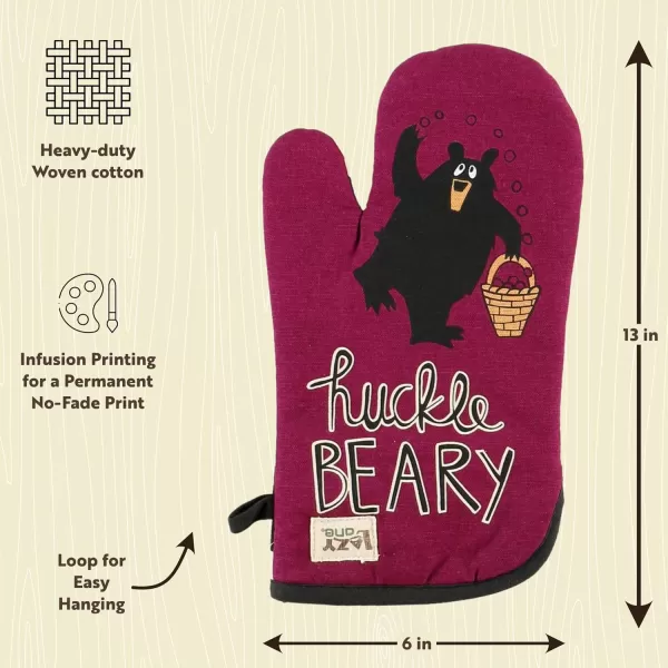 LazyOne Funny Bear Oven Mitt and Pot Holder Set Cute Kitchen Accessories for Home Set of 1 Matching Oven Glove and 1 Hot PadHuckleberry