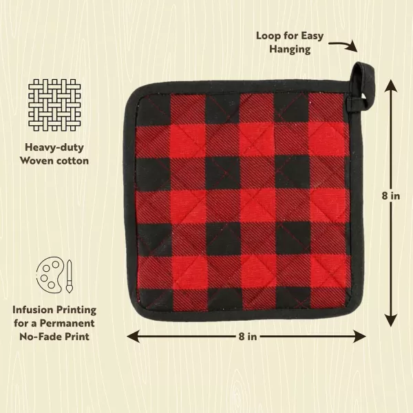 LazyOne Funny Bear Oven Mitt and Pot Holder Set Cute Kitchen Accessories for Home Set of 1 Matching Oven Glove and 1 Hot PadRed Plaid
