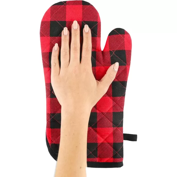 LazyOne Funny Bear Oven Mitt and Pot Holder Set Cute Kitchen Accessories for Home Set of 1 Matching Oven Glove and 1 Hot PadRed Plaid